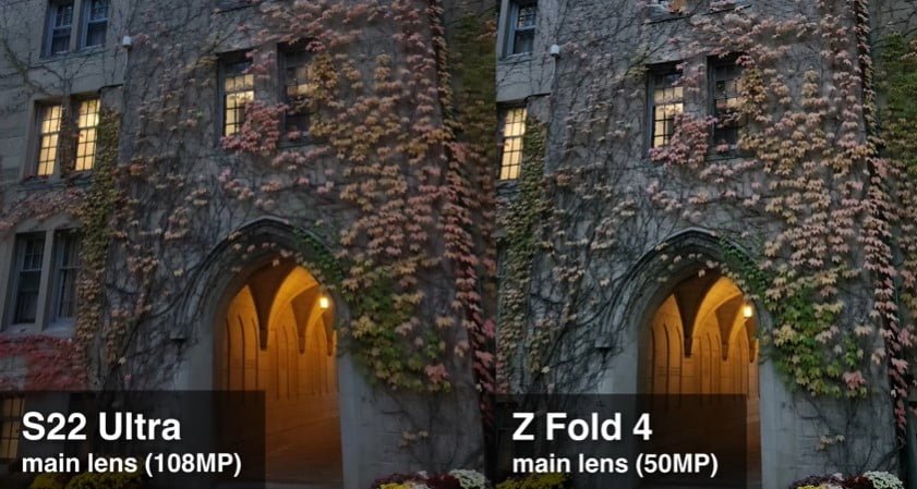 Samsung Galaxy Z Fold 4 vs S22 Ultra Main Lens