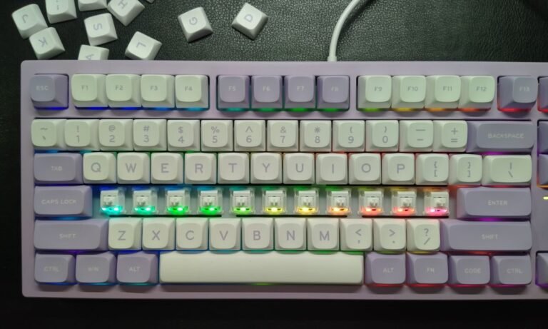 keycaps pulled of and place behind the keyboard